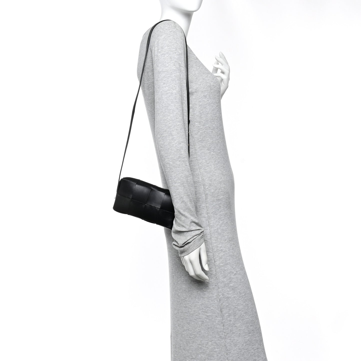 Lambskin Maxi Intreccio Cassette Phone Pouch Crossbody Bag Black