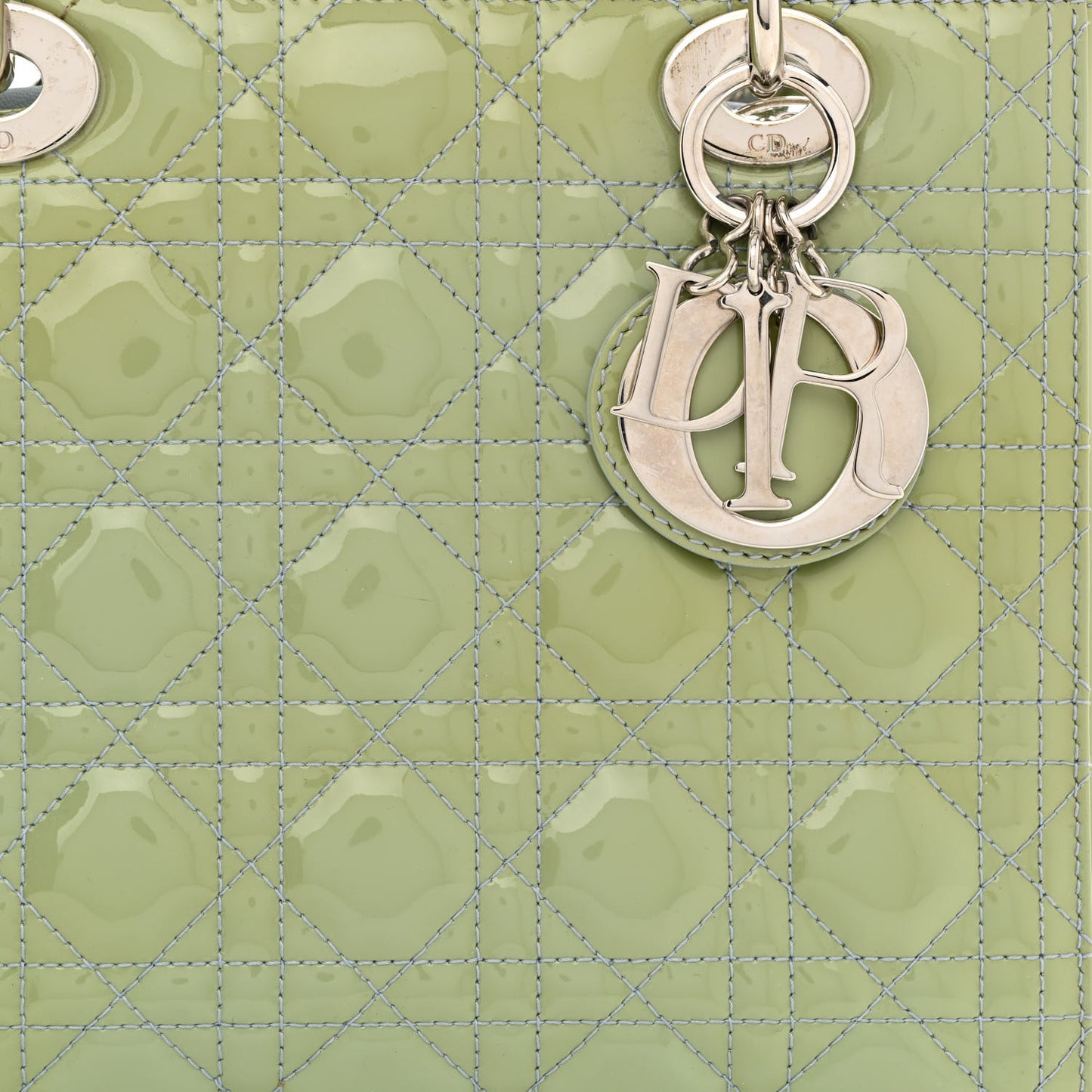 Patent Cannage Medium Lady Dior Blue Alcier