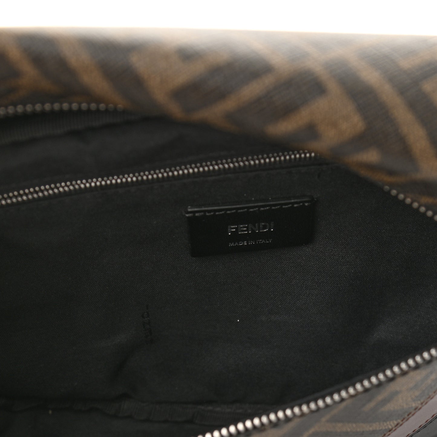 Glazed Fabric Vitello Liberty FF 1974 Diagonal Belt Bag Tobacco Moresco Black