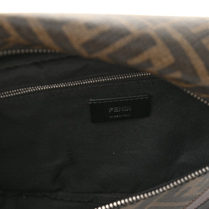 Fendi Glazed Fabric Vitello Liberty FF 1974 Diagonal Belt Bag Tobacco Moresco Black 5 of 10