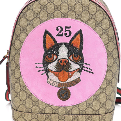 Gucci GG Supreme Monogram Web Bosco Patch Dome Backpack Beige Malva Hibiscus Red 9 of 9