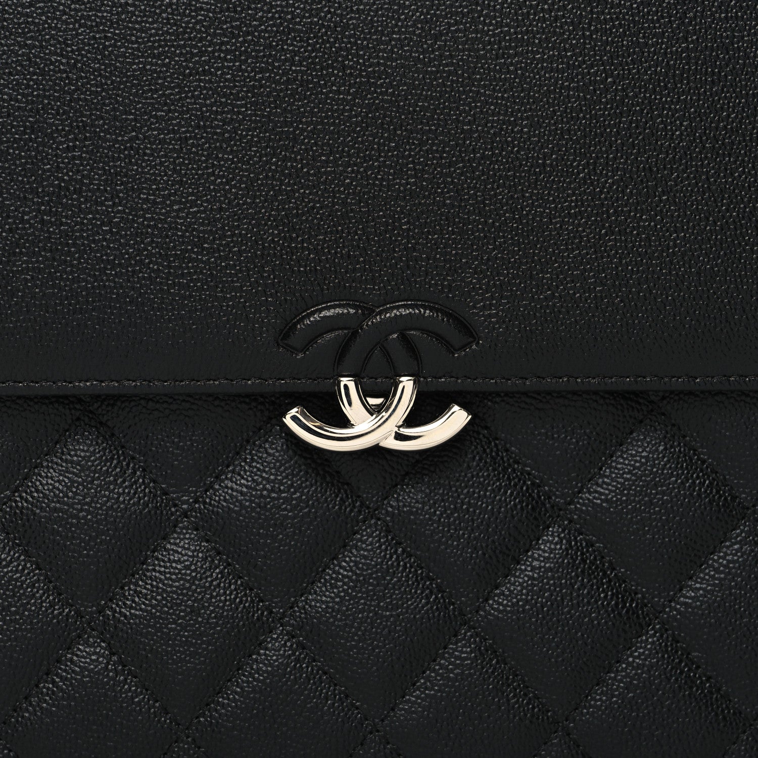 Chanel Grained Calfskin Quilted CC Box Pouch Black 9 of 12