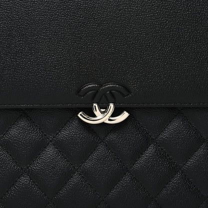 Chanel Grained Calfskin Quilted CC Box Pouch Black 9 of 12