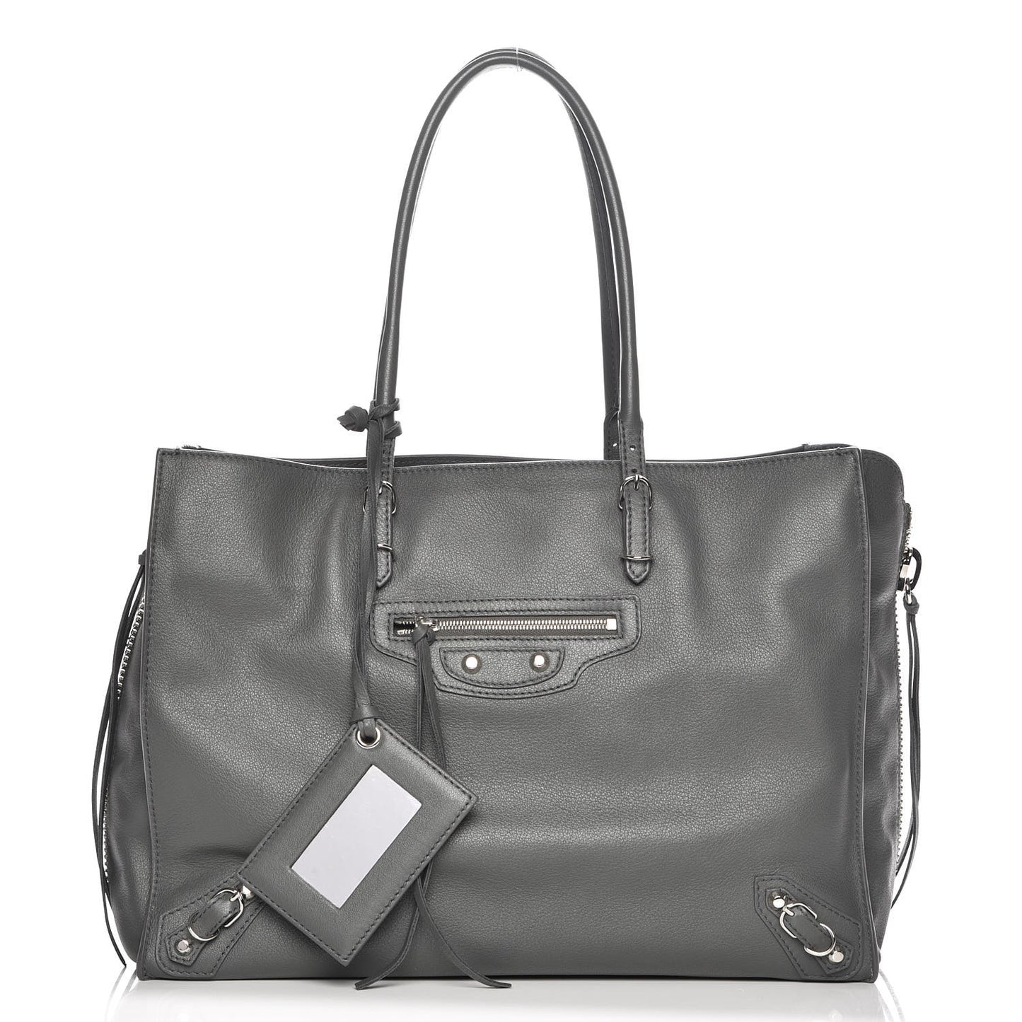 Veau Papier B4 Zip Around Tote Gris Fossile