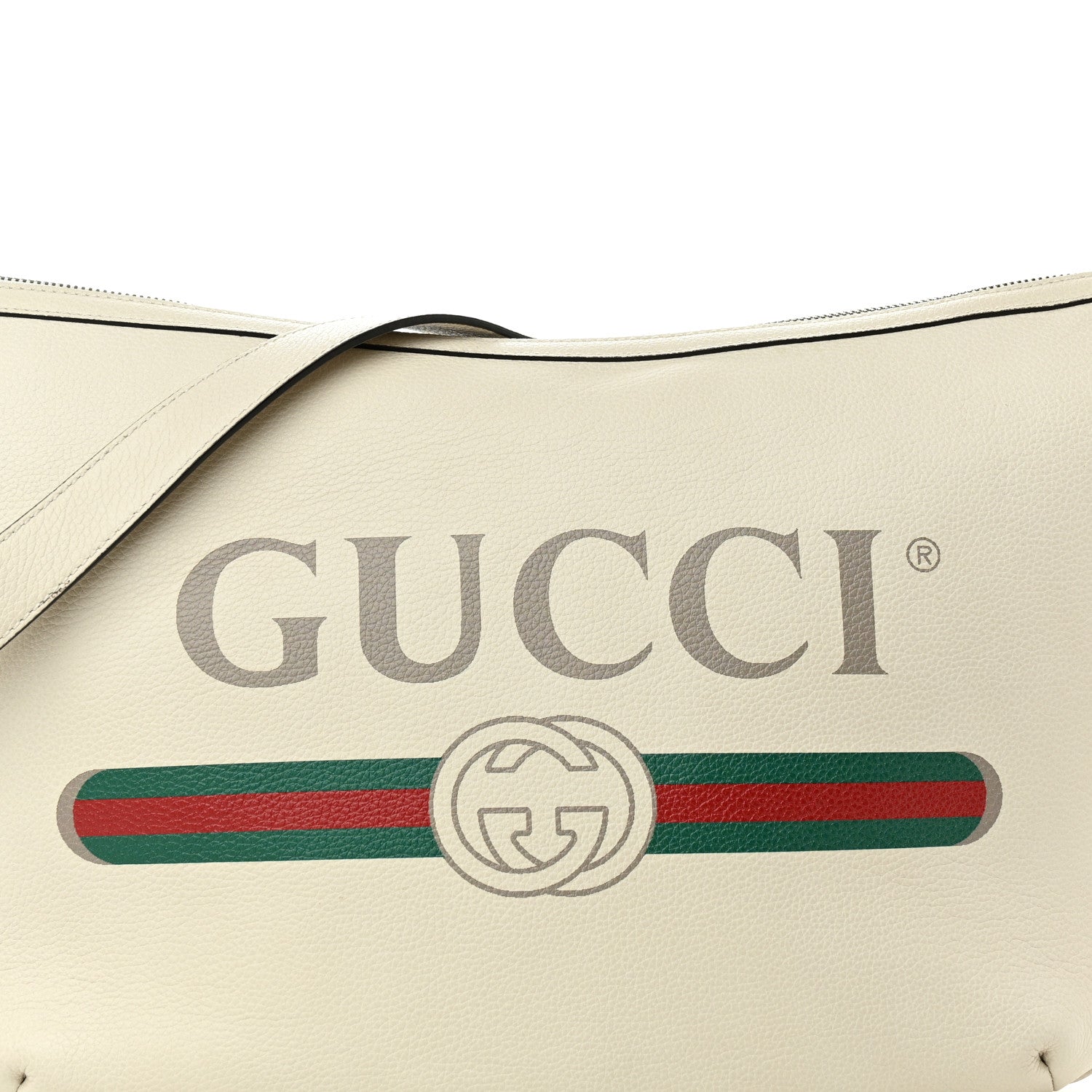 Gucci Grained Calfskin Logo Half Moon Hobo White 8 of 13