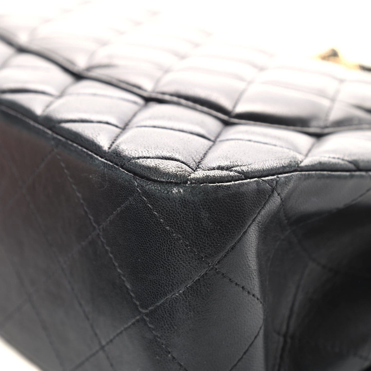 Lambskin Quilted Jumbo Double Flap Black