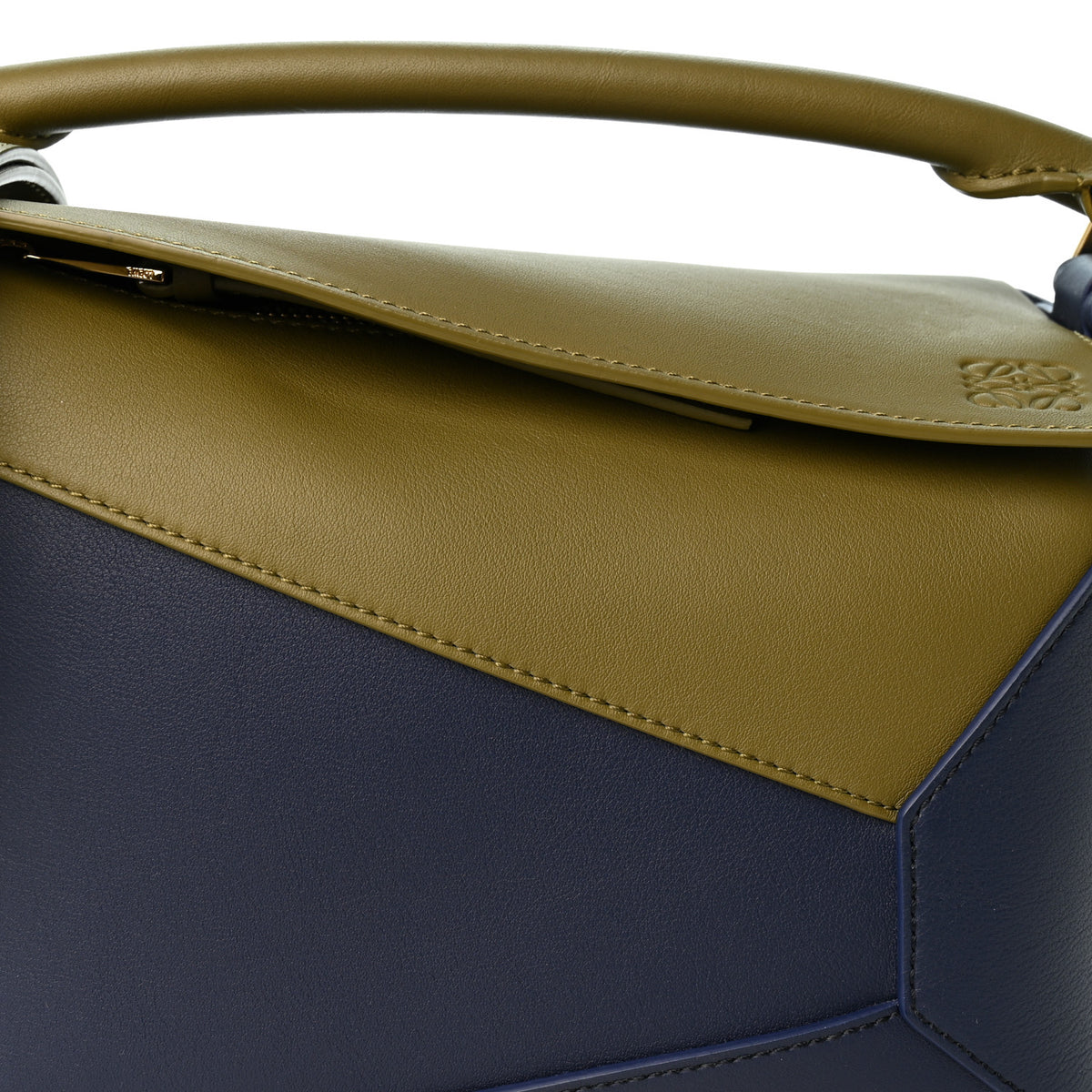 Loewe Calfskin Small Puzzle Edge Bag Olive Abyss Blue 7 of 9