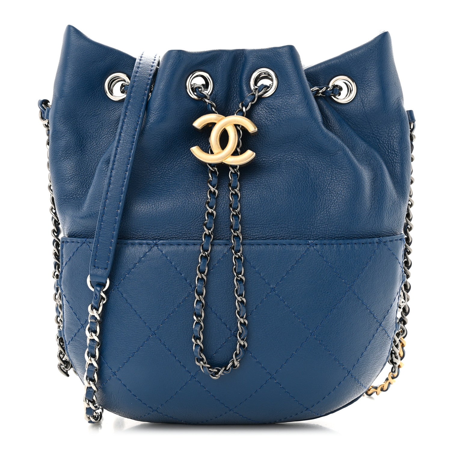 Chanel Calfskin Quilted Small Gabrielle Bucket Dark Blue 1 of 11