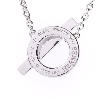 Hermes 18K White Gold Diamond Finesse Pendant Necklace 5 of 6