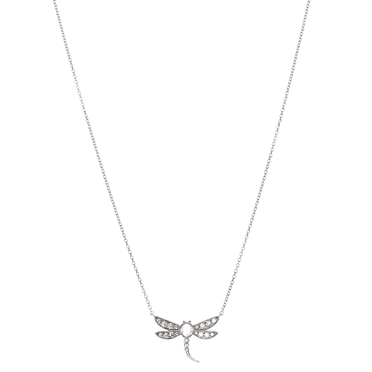 Platinum Diamond Enchant Dragonfly Pendant Necklace