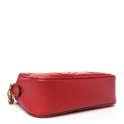 Gucci Calfskin Matelasse Small GG Marmont Chain Shoulder Bag Hibiscus Red 4 of 12
