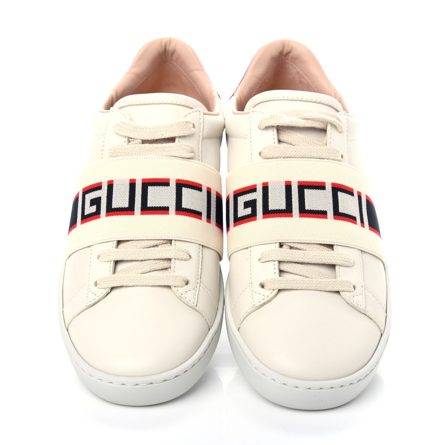 Gucci Calfskin Stripe Womens New Ace Sneakers 35.5 New Mystic White Ecru Red Flame 5 of 11