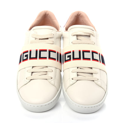 Gucci Calfskin Stripe Womens New Ace Sneakers 35.5 New Mystic White Ecru Red Flame 5 of 11