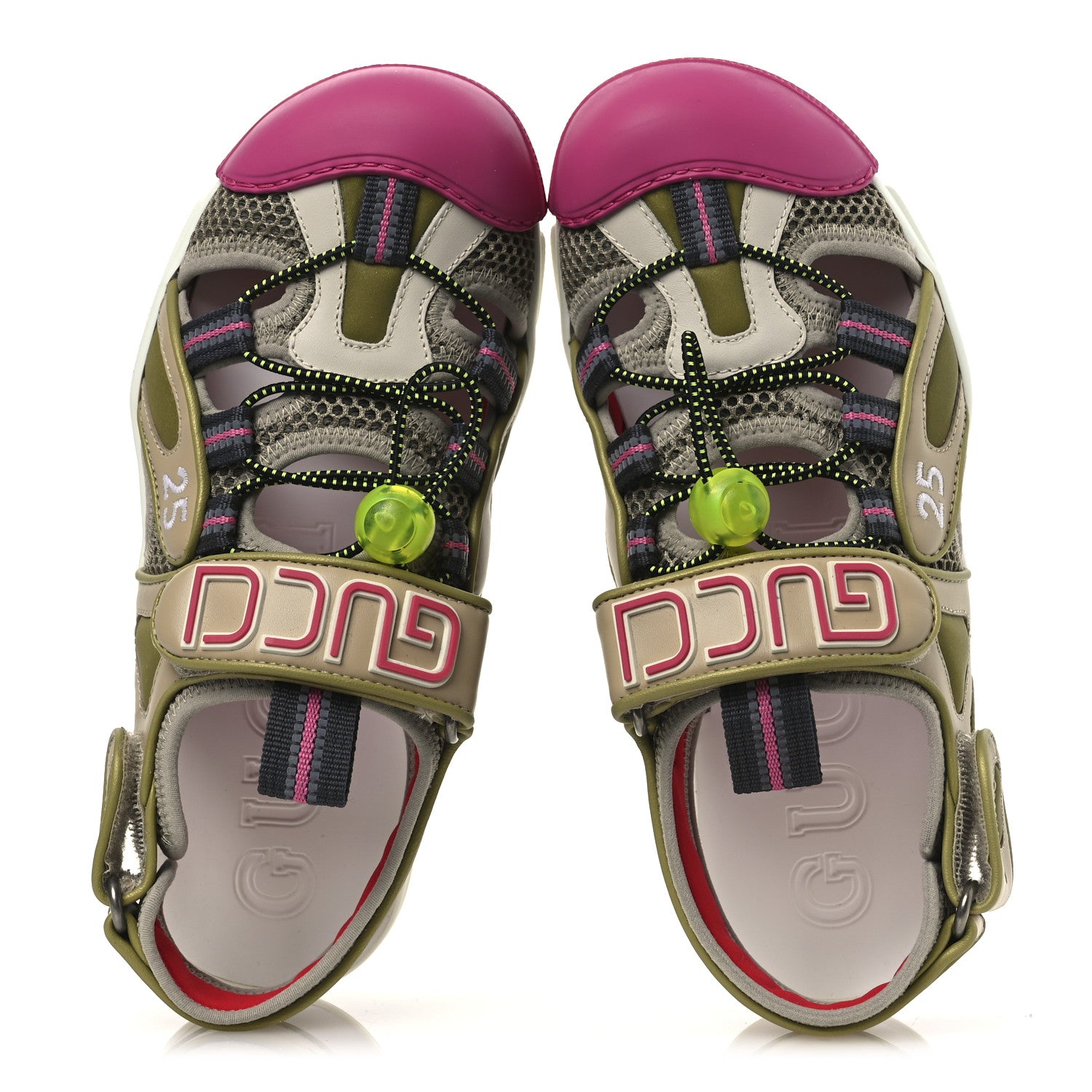 Gucci Mesh Fabric Tinsel Sport Sandals 36.5 Loess Sand Box Pink 2 of 10