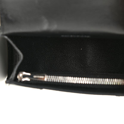 Balenciaga Shiny Calfskin Monochrome Crocodile Embossed Hourglass Chain Cardholder Black 5 of 12