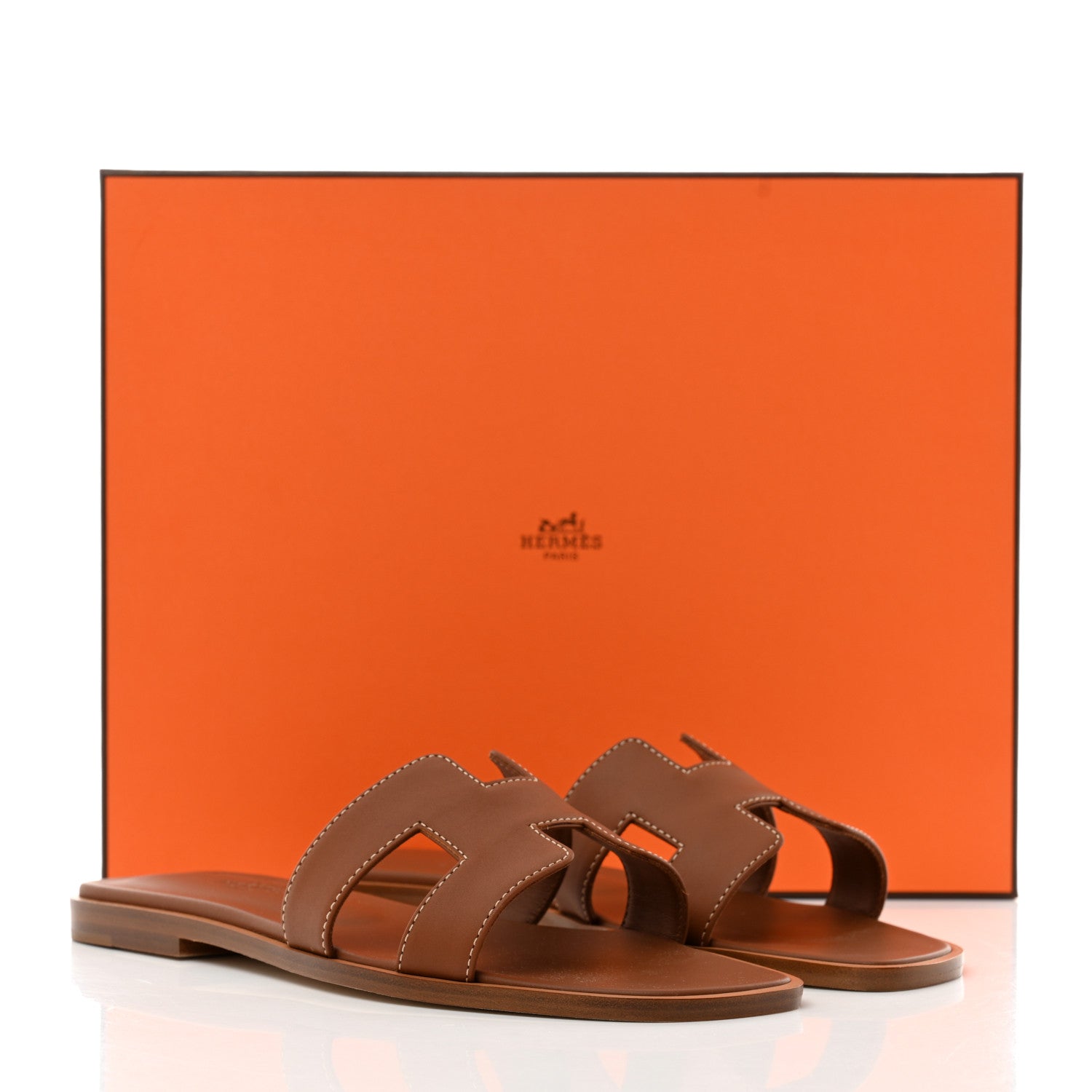 Hermes Box Calfskin Oran Sandals 36 Gold 9 of 9