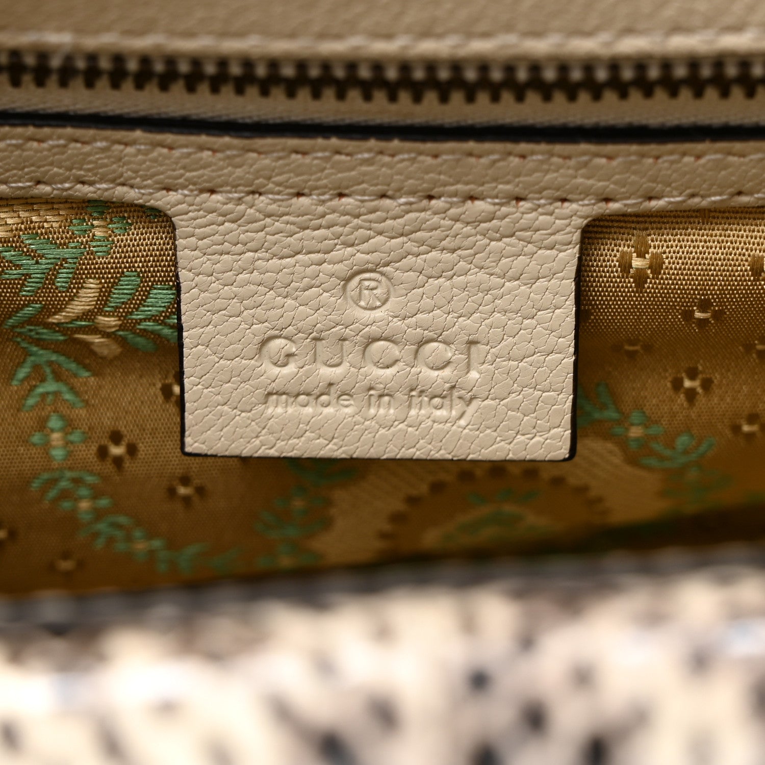 Gucci Calfskin Snakeskin Studded Small Ottilia Top Handle Bag White 7 of 11