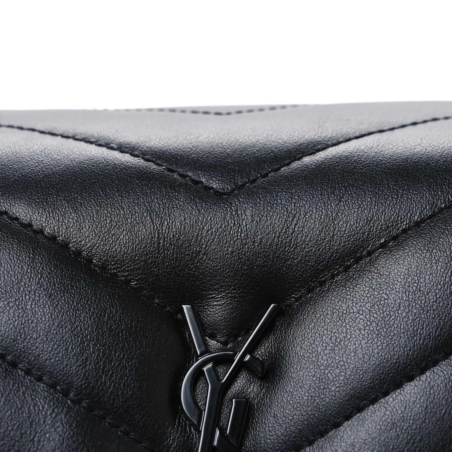 Calfskin Y Quilted Monogram Monochrome Toy Loulou Crossbody Bag Black