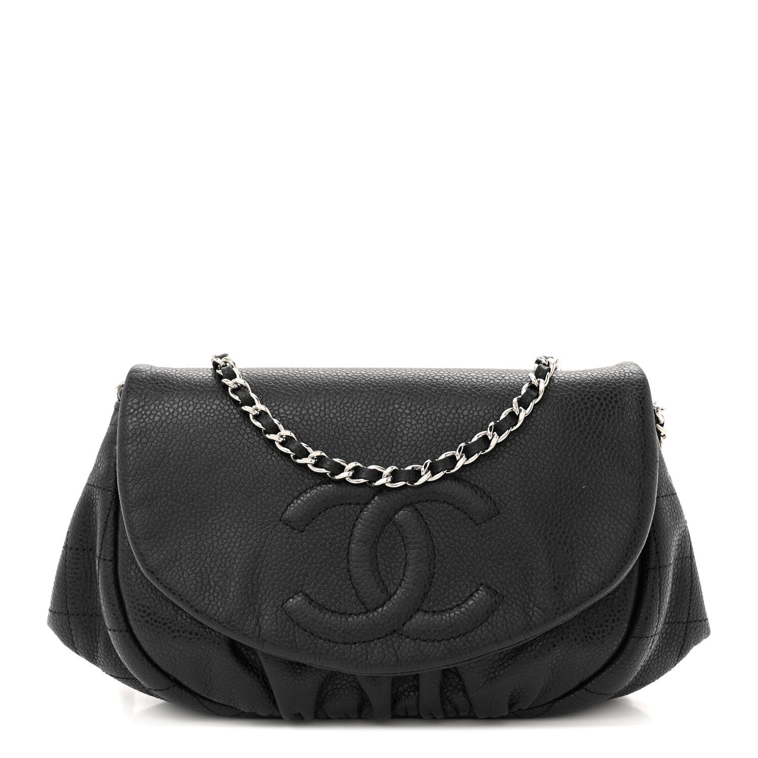 Chanel Caviar Half Moon Wallet On Chain WOC Black 1 of 12