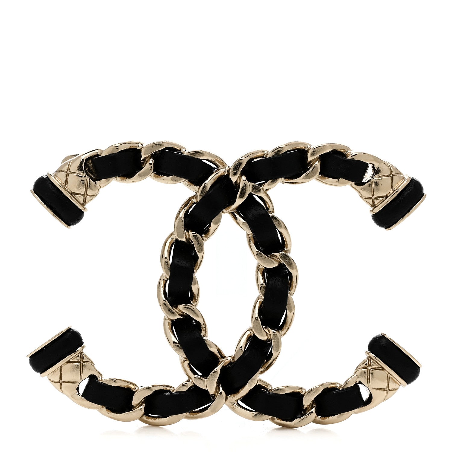 Chanel Lambskin Chain CC Brooch Black Gold 1 of 5
