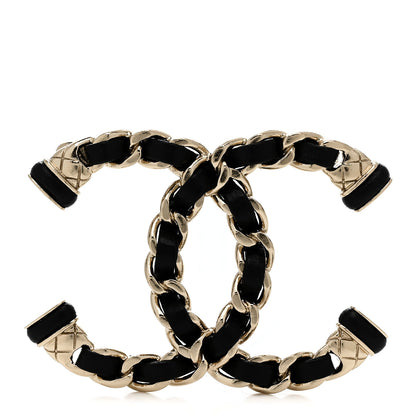 Chanel Lambskin Chain CC Brooch Black Gold 1 of 5