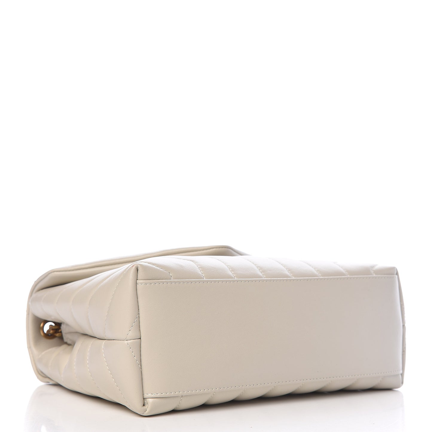 Calfskin Y Quilted Monogram Small Loulou Chain Satchel Ivory