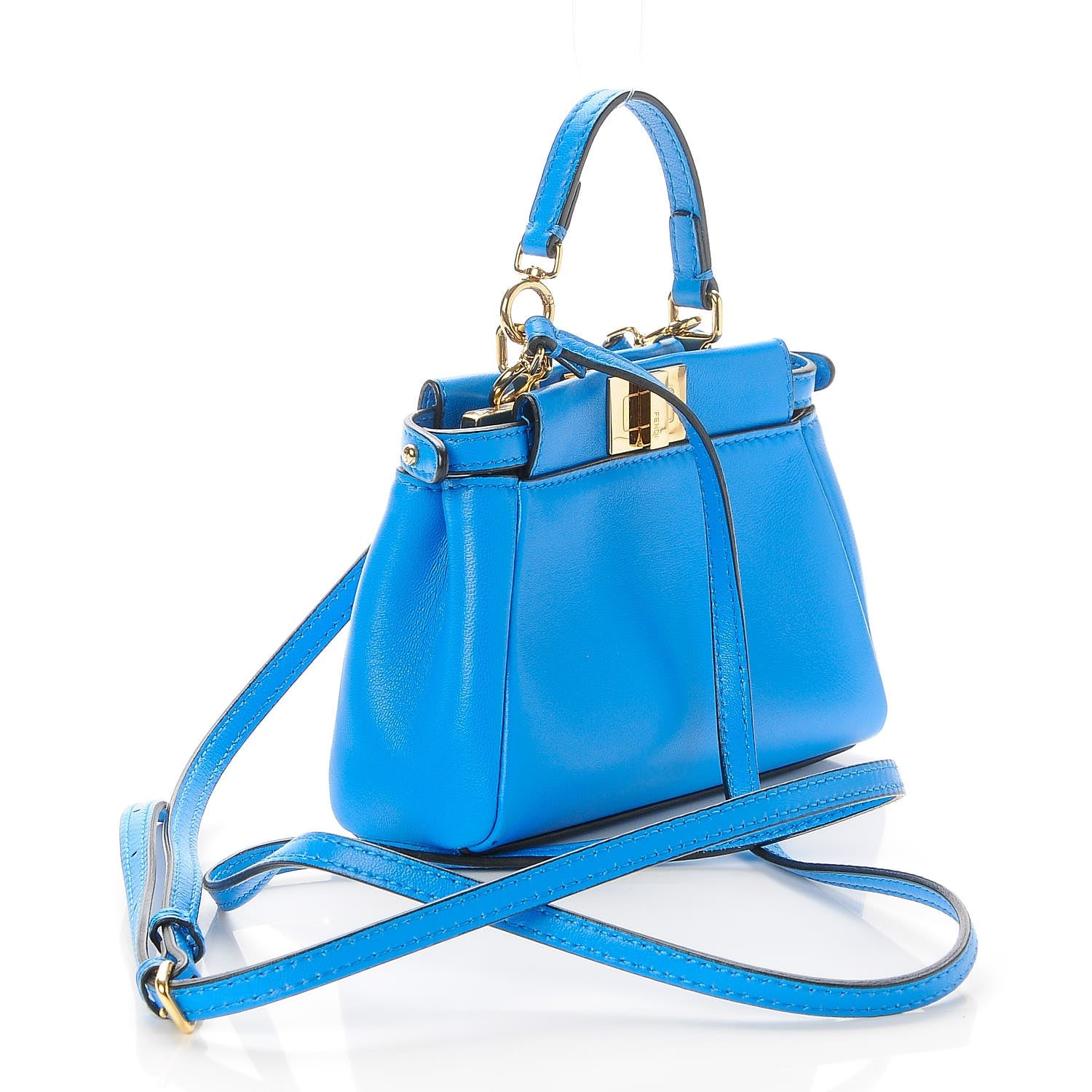 Fendi Shiny Nappa Micro Peekaboo Iconic Satchel Blue Royal 3 of 7