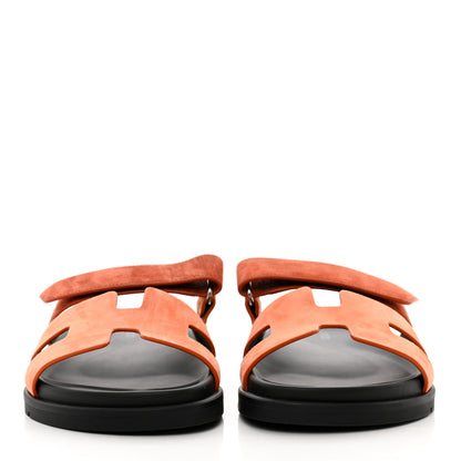 Hermes Suede Goatskin Womens Chypre Sandals 39.5 Rose Bois De Santal Rouge De Turin 2 of 9