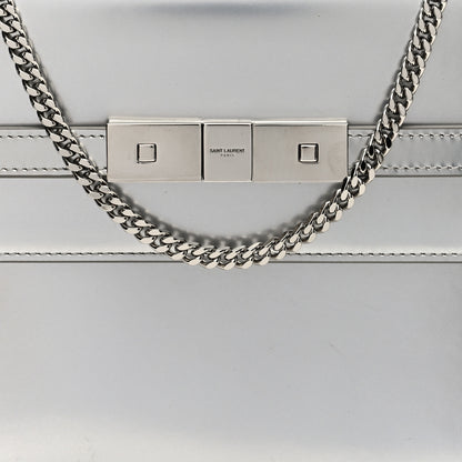 Saint Laurent Metallic Calfskin Manhattan Chain Clutch Metal Argento 7 of 9