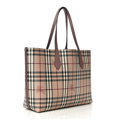 Burberry Grainy Calfskin Haymarket Check Medium Reversible Tote Light Elderberry 3 of 11