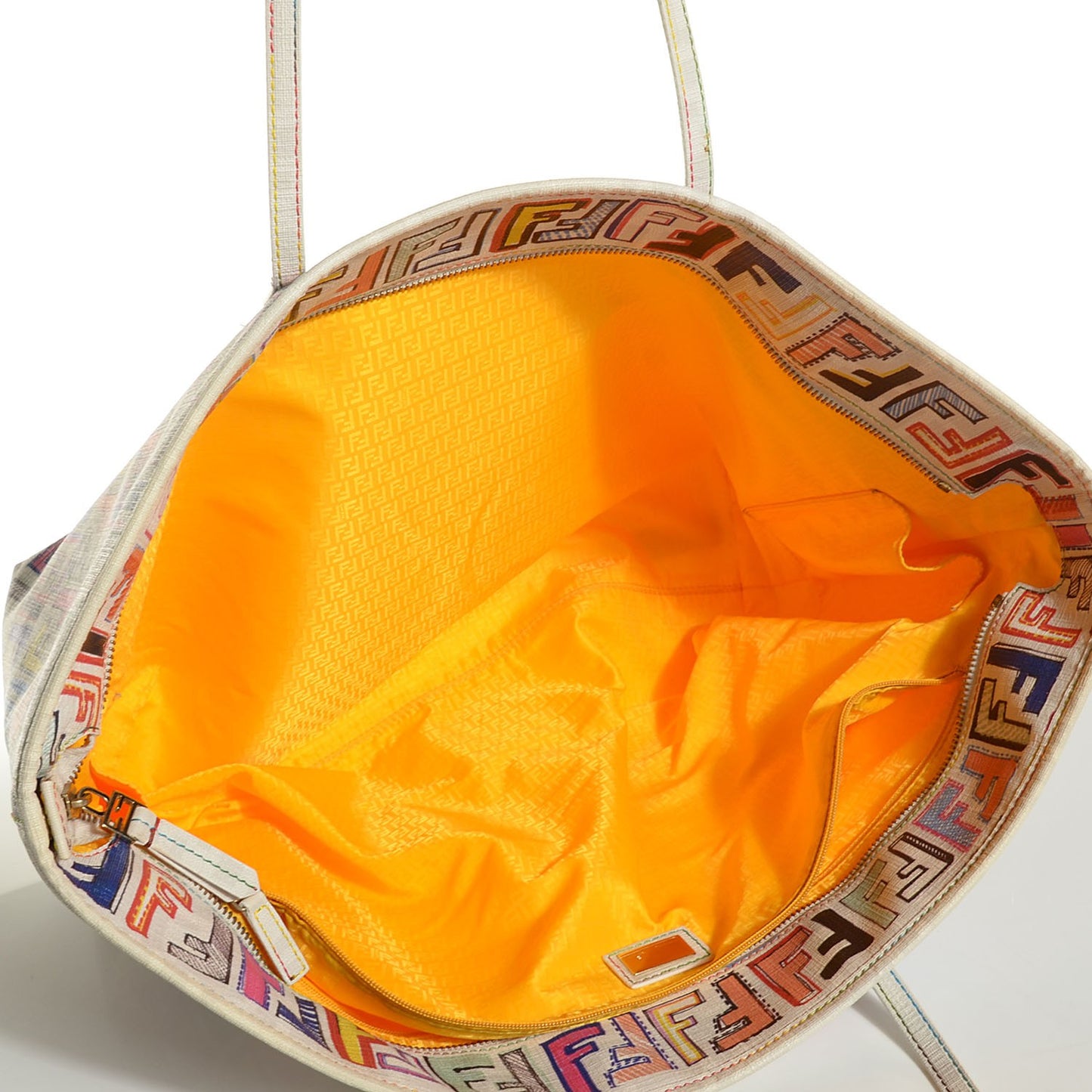 Zucca Spalmati FF Multicolor Medium Roll Tote Multicolor White