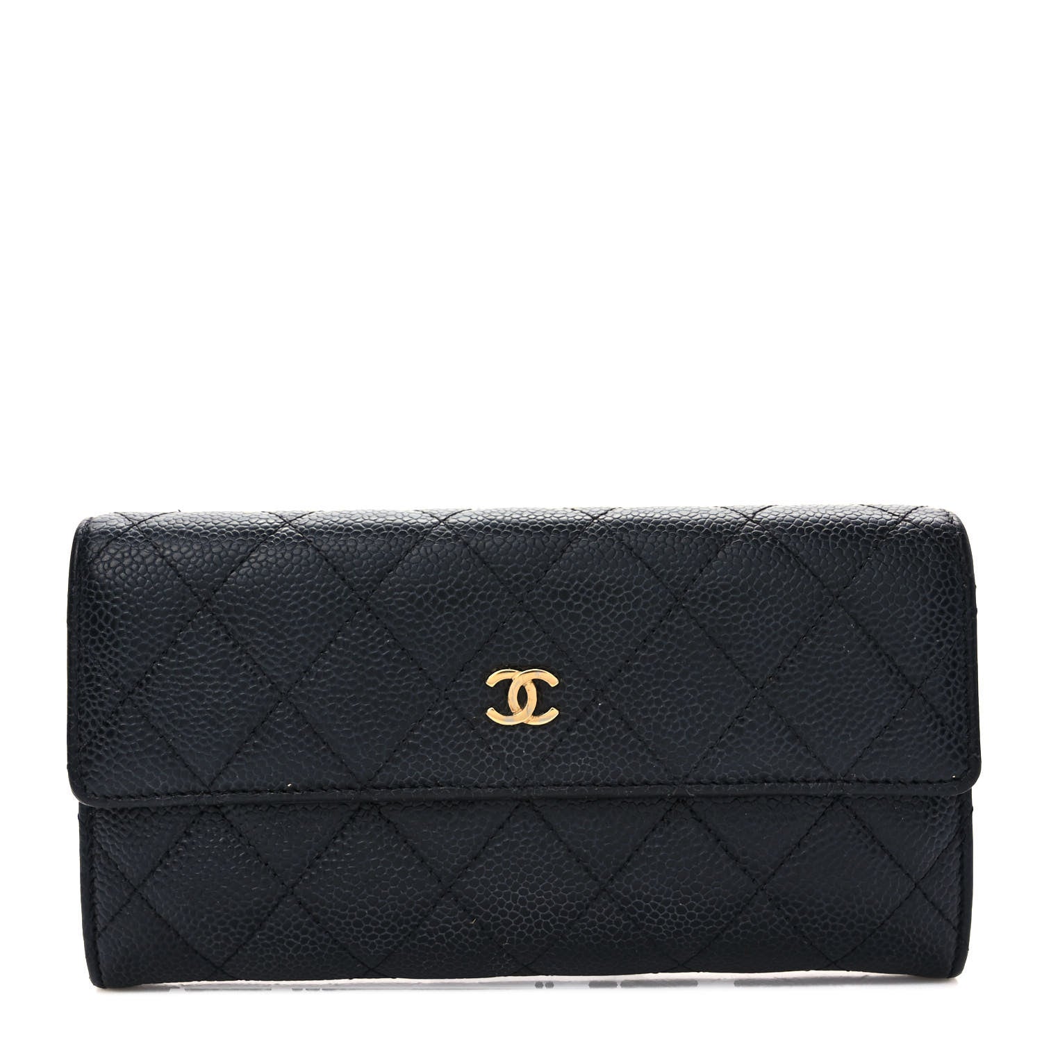 Chanel Caviar Quilted Large Gusset Flap Wallet Black 1 of 8