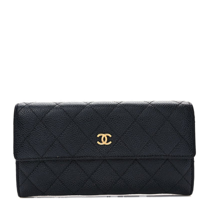 Chanel Caviar Quilted Large Gusset Flap Wallet Black 1 of 8