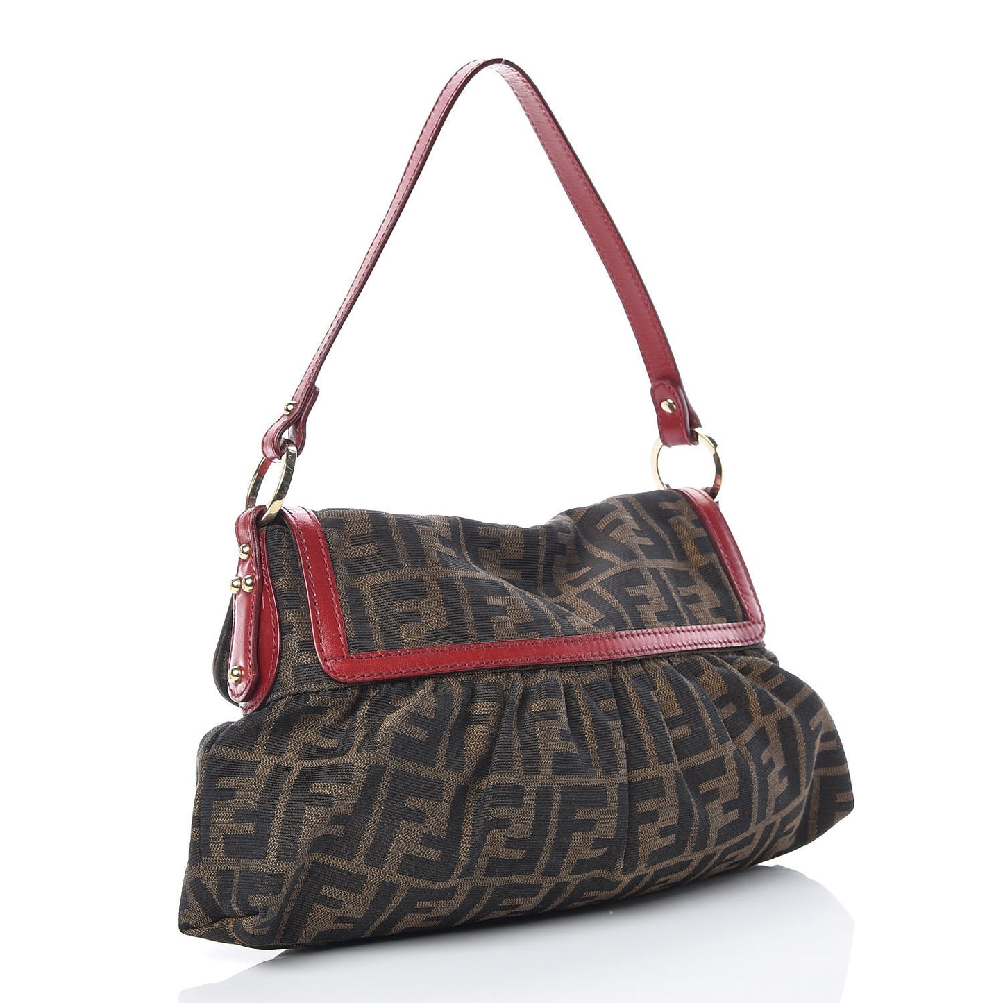 Zucca Cuoio Lucido Small Chef Shoulder Bag Tobacco Rosso Scuro