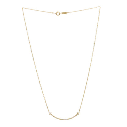 Tiffany 18K Yellow Gold Diamond Small T Smile Pendant Necklace 3 of 6