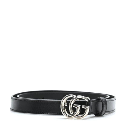 Gucci Plutone Calfskin Palladium Double G 20mm Belt 80 32 Black 1 of 5