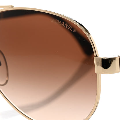 Chanel Lambskin Quilted CC Aviator Sunglasses 4195-Q Brown 7 of 8