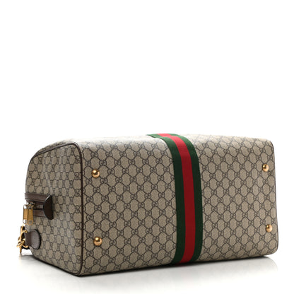 Gucci GG Supreme Monogram Textured Dollar Calfskin Web Medium Ophidia Carry-On Duffle Bag Beige Ebony New Acero 4 of 11