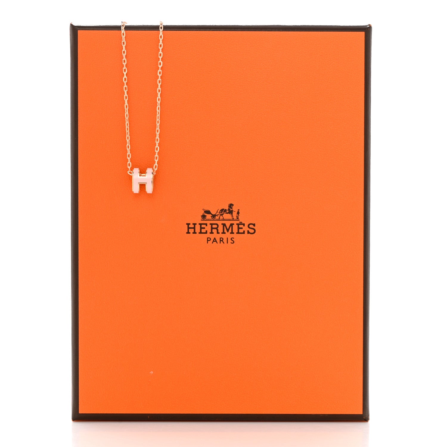 Hermes Lacquered Rose Gold Mini Pop H Pendant Necklace Rose Dragee 8 of 8