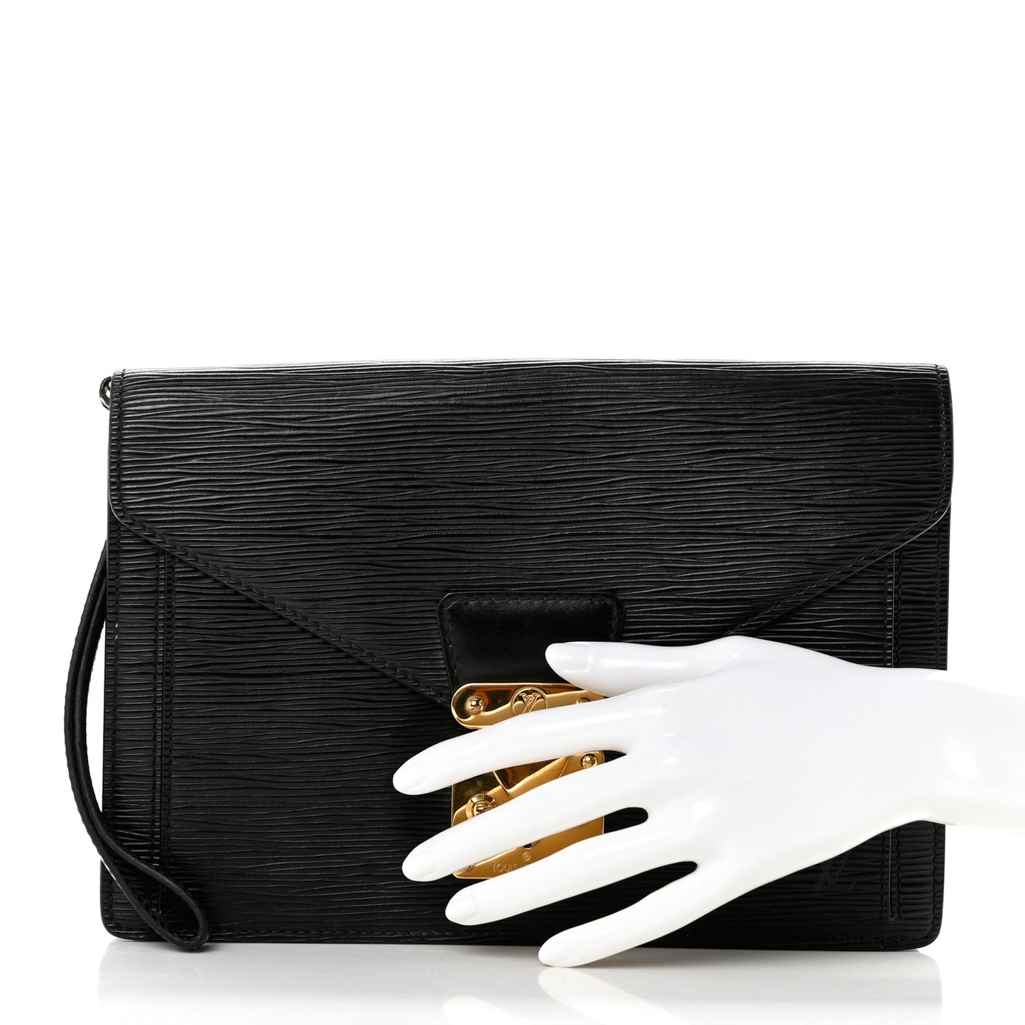 Epi Pochette Sellier Dragonne Clutch Black