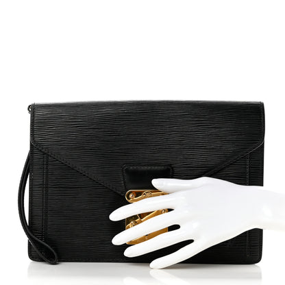 Louis Vuitton Epi Pochette Sellier Dragonne Clutch Black 2 of 9
