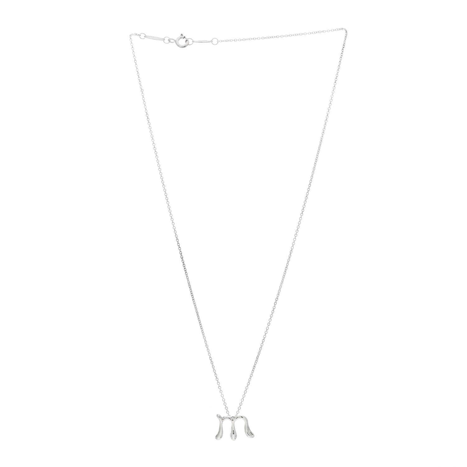 Tiffany Sterling Silver Elsa Peretti Letter M Pendant Necklace 2 of 5