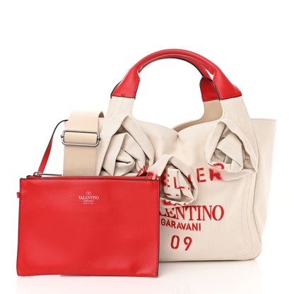 Valentino Garavani Canvas Large Atelier 09 Rose Blossom Edition Tote Bag Naturale 3 of 14