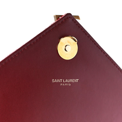Saint Laurent Calfskin Suede Matelasse Chevron Large Monogram College Bag Burgundy 6 of 12
