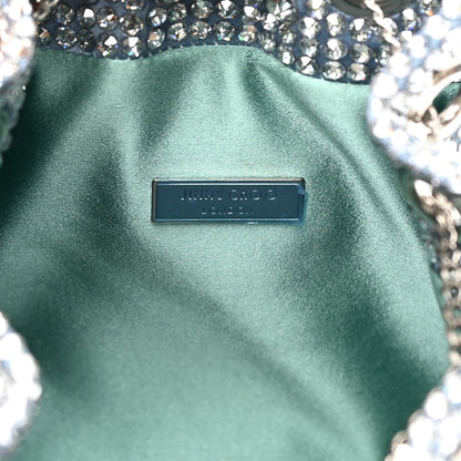 Jimmy Choo Satin Hotfix Crystal Embellished Bon Bon Bucket Bag Blue Silver 5 of 9