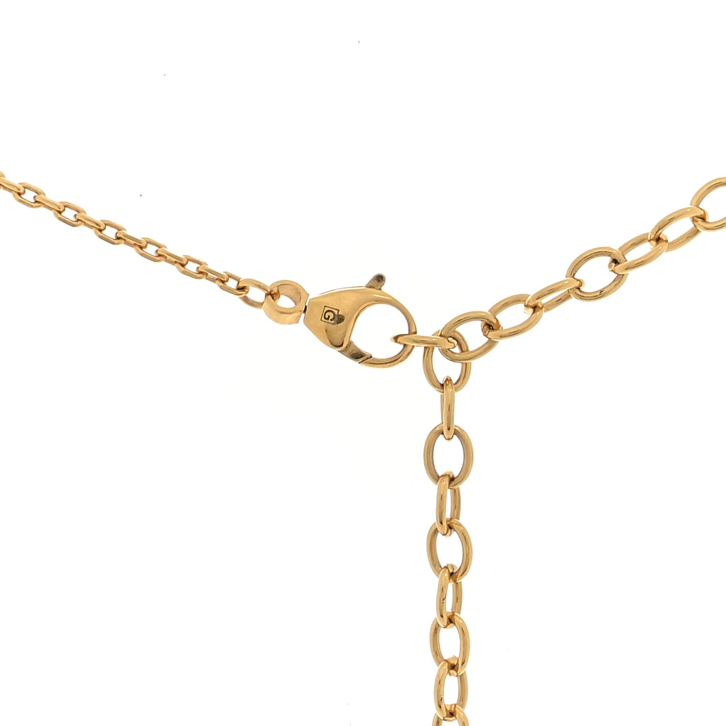 Metal Glass Pearl GUCCI Letter Necklace Gold