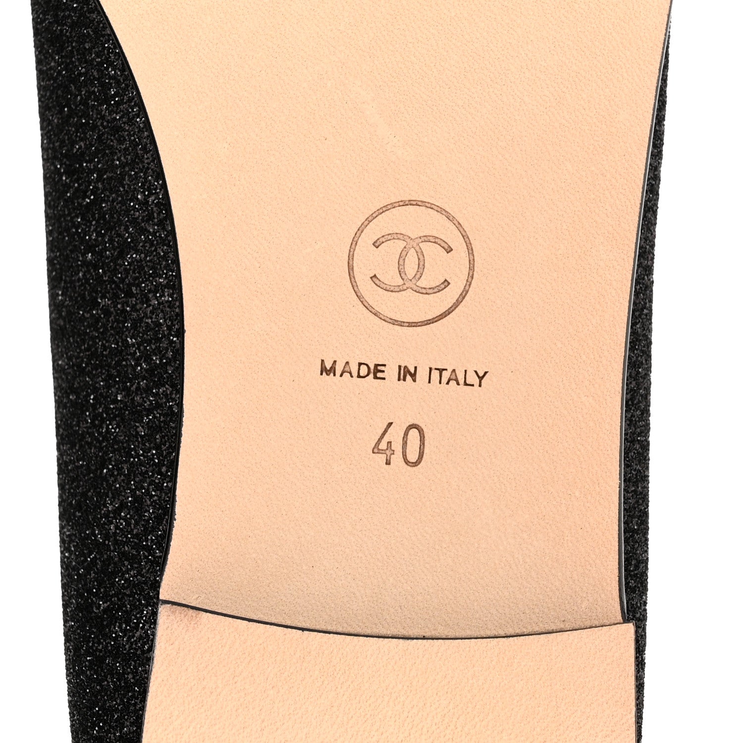 Chanel Glitter Grosgrain Cap Toe CC Ballerina Flats 40 Black 7 of 11
