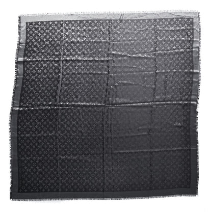 Louis Vuitton Silk Lurex Wool Monogram Shine Shawl Black 1 of 5