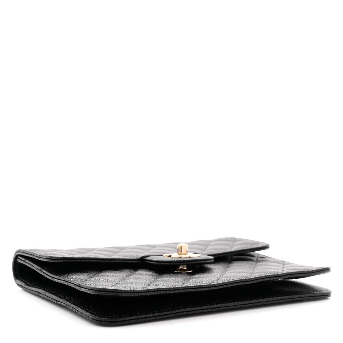 Caviar Quilted Square Flap Clutch Black