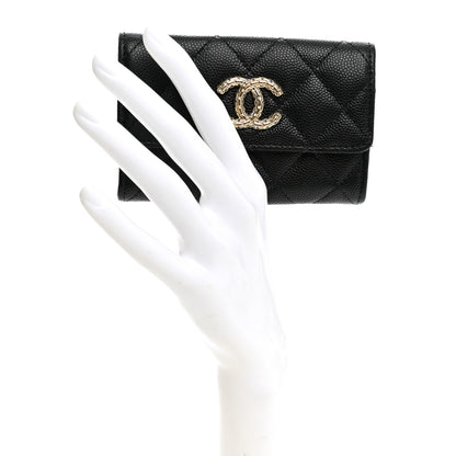 Chanel Caviar Quilted Textured CC Flap Card Holder Black 2 of 9